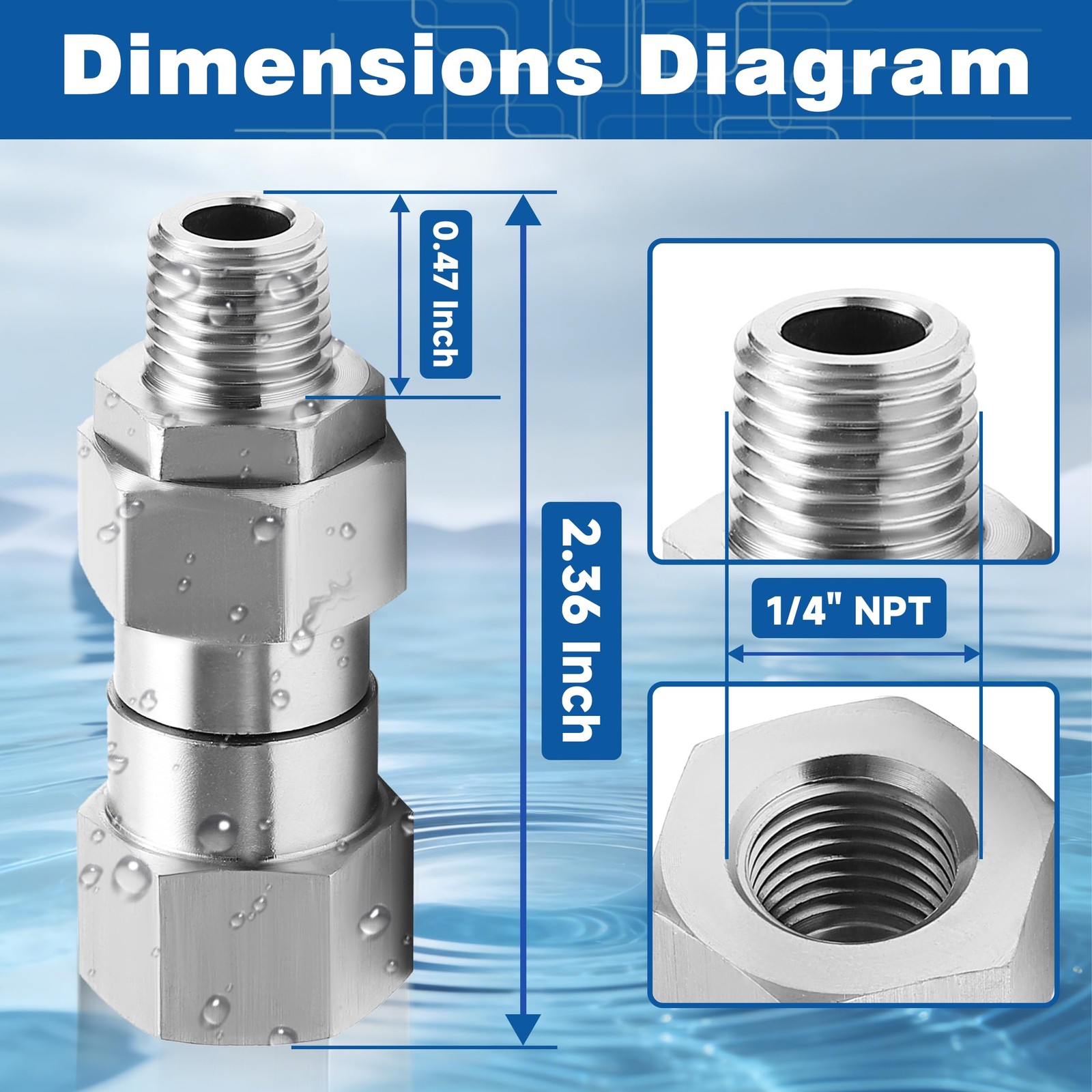 2 PCS 1/4 NPT Pressure Washer Swivel Fitting AntiTwist 360 Degree 4000 PSI Set