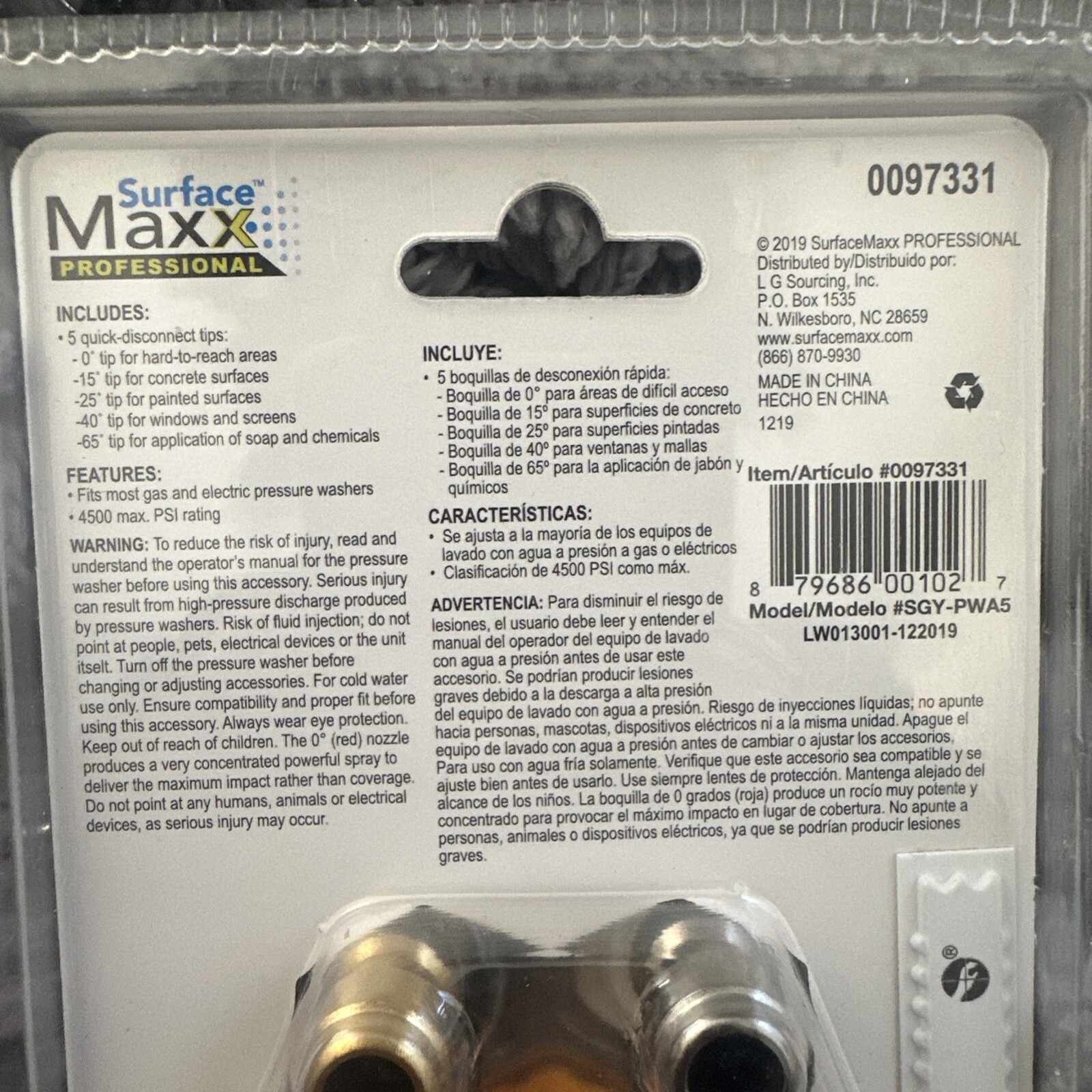 5pack Pressure Washer Surface Maxx Professional Spray Tips