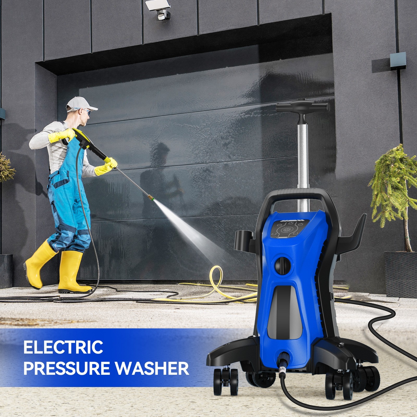 Pressure Washer 4500PSI 3.9GPM, 15-Level Touch, 4 Wheels, 4 Nozzles, for Car