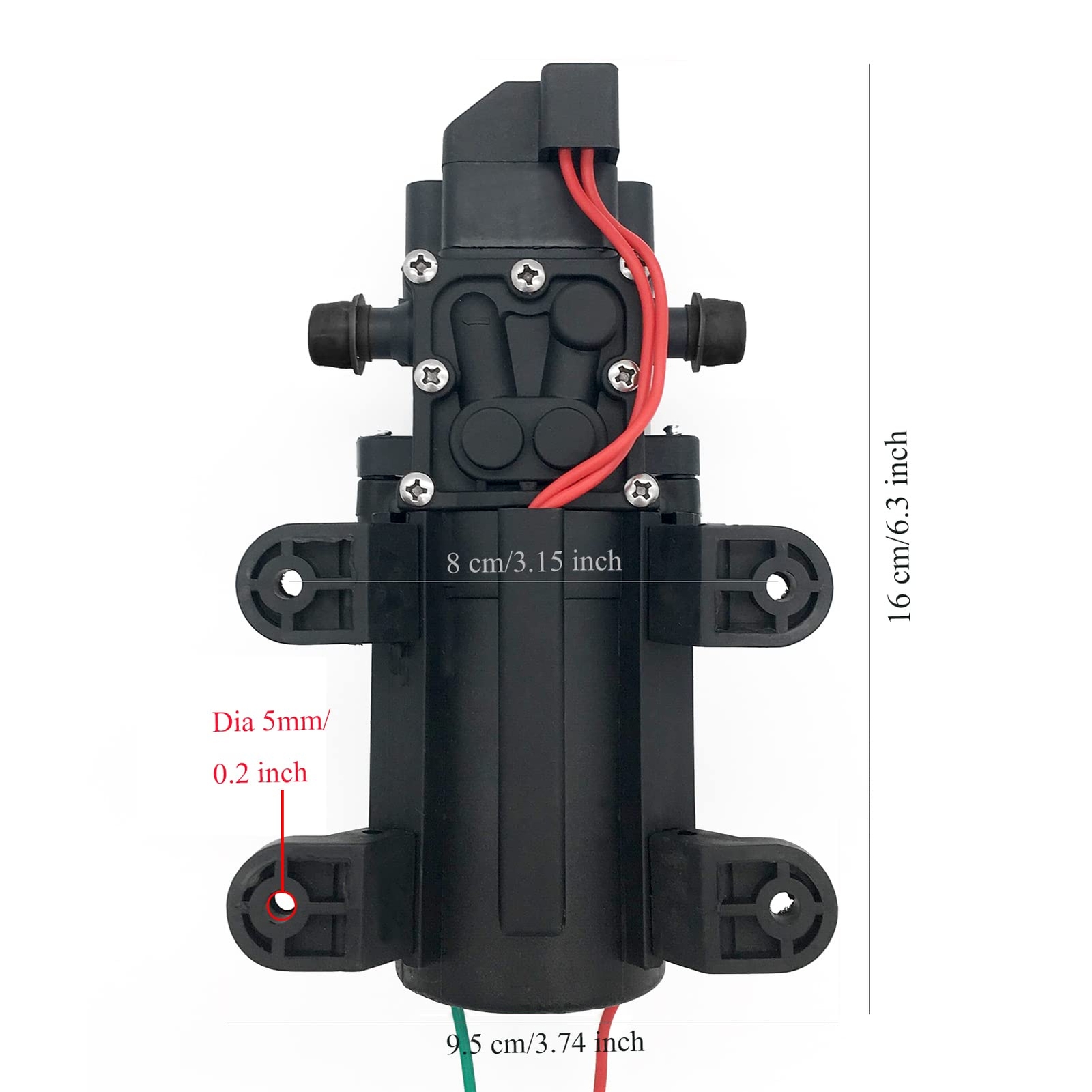 12V DC Fresh Water Pump with 2 Hose Clamp 12 Volt Diaphragm Pump Self Priming