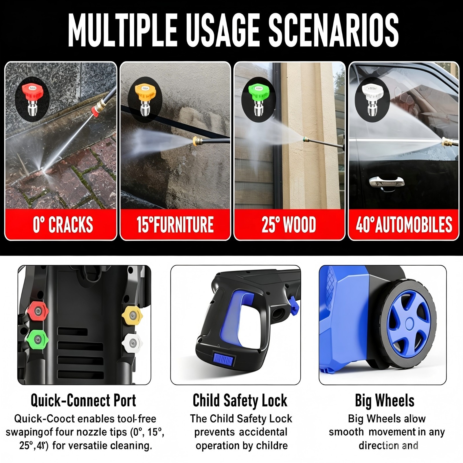 Pressure Washer 4200PSI 2.0GPM, High-Pressure Cleaning, Steel Lance, for Home