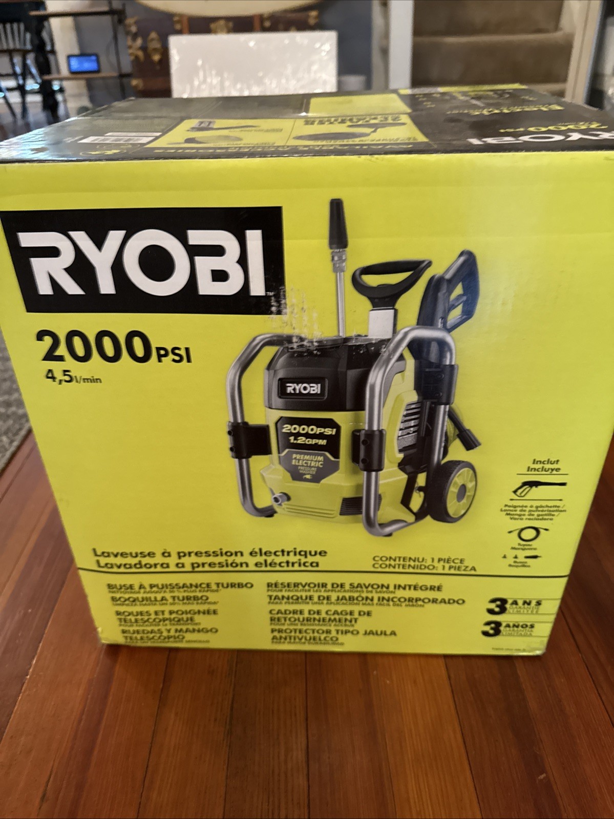 RYOBI 2000 PSI 1.2 GPM Cold Water Electric Pressure Washer New Damaged Box