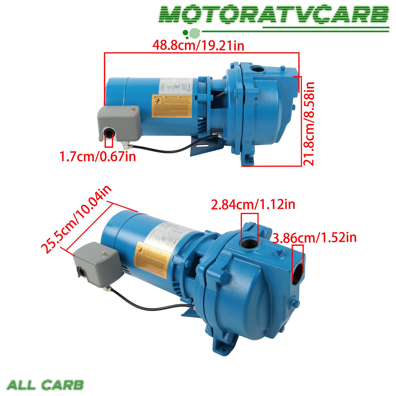 ALL-CARB 1/2 HP Dual Voltage 115/230 Volt Single Phase J5S Shallow Well Jet Pump