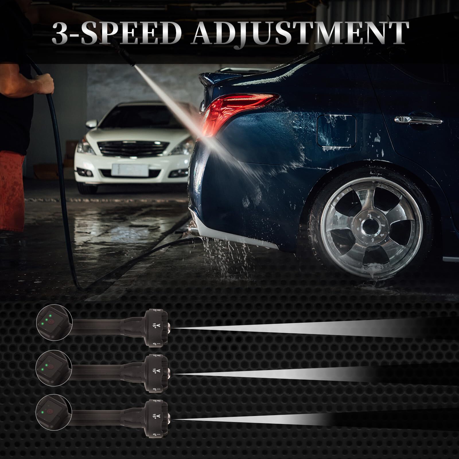 6 in 1 High Pressure Wash Water Gun 3-Speed Adjustment 652 PSI Power Cleaner