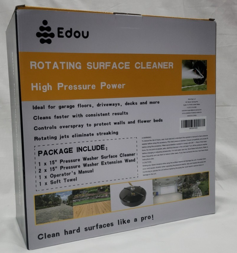 EDOU 15-Inch Pressure Washer Surface Cleaner with Wheels – 4,000 PSI Power Washe