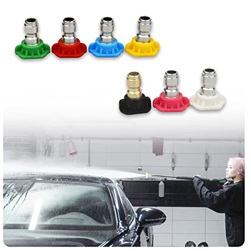 7 Pack High Pressure Washer Spray Nozzle Tips 1/4 Inch Quick Connect 4000PSI