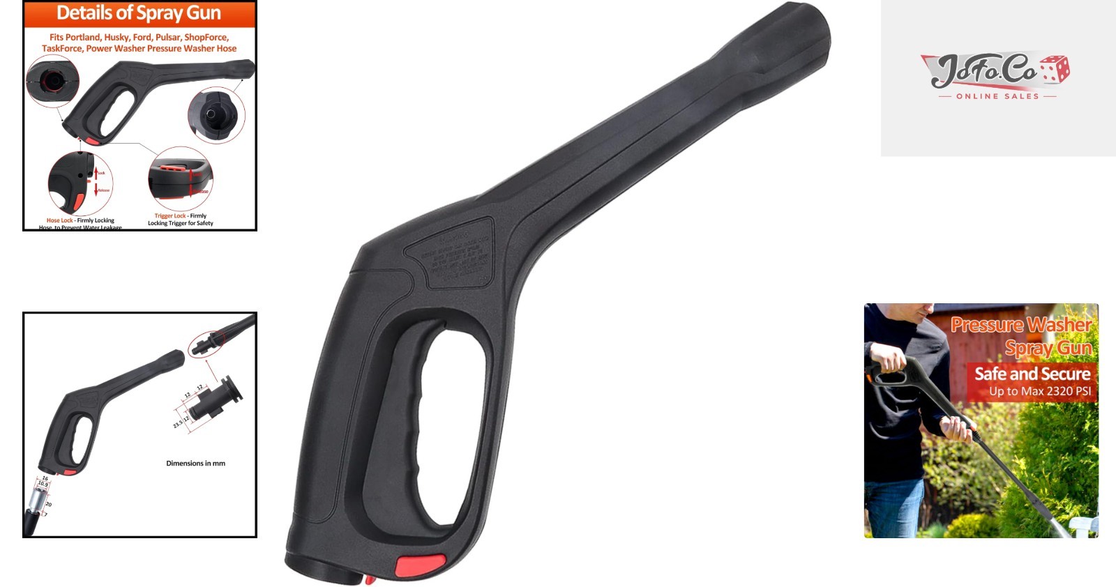 Durable Metal Spray Gun with 2320 PSI for TaskForce & Powerwasher Compatibility