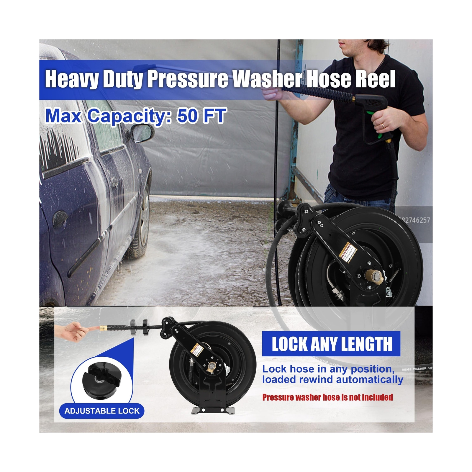 High Pressure Washer Hose Reel for Water/Air/Oil, Pressure Washer Hose – 1