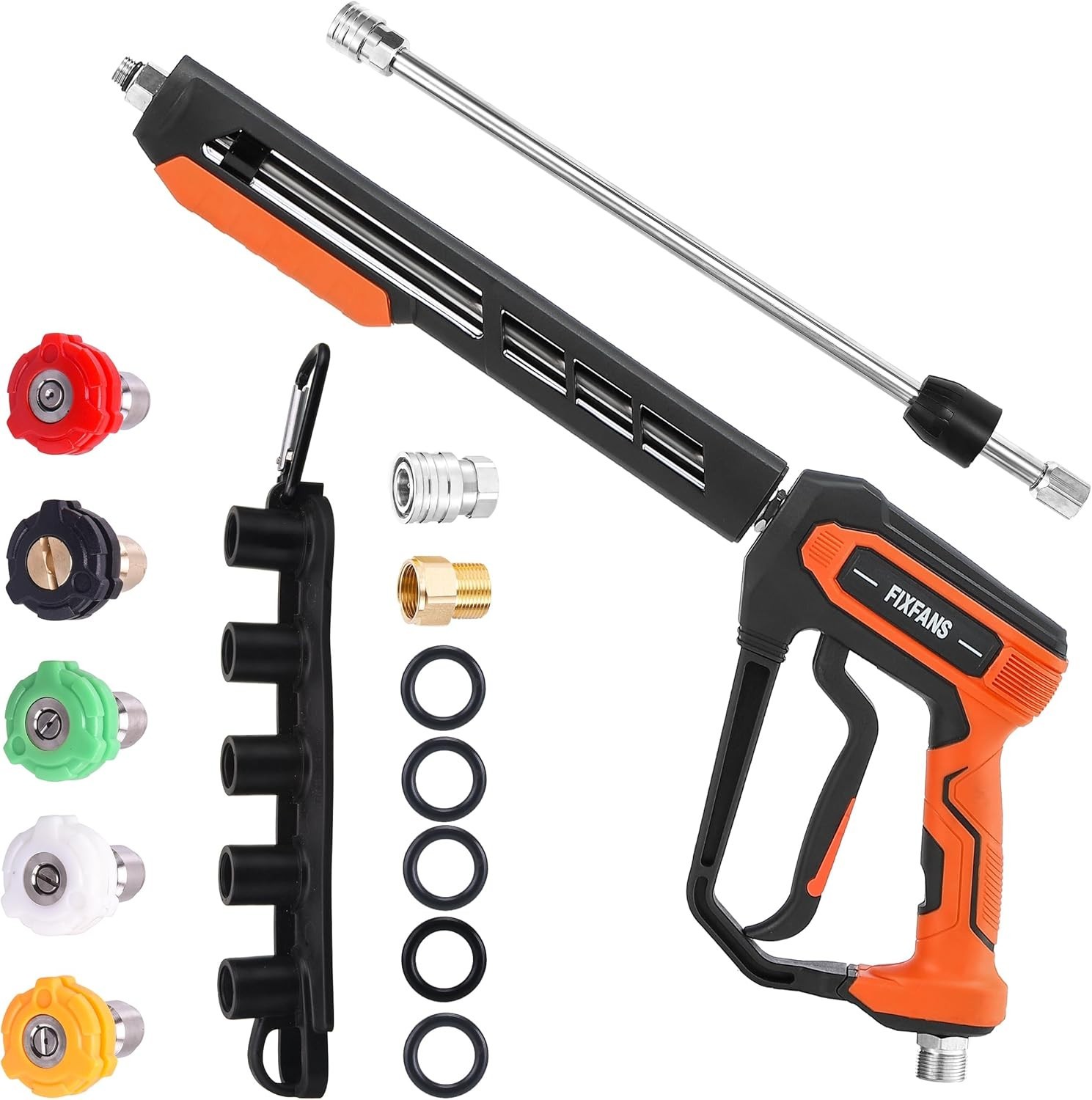 Pressure Washer Gun Kit Stainless Steel 5000PSI Nozzles Extension for Gas Ele…