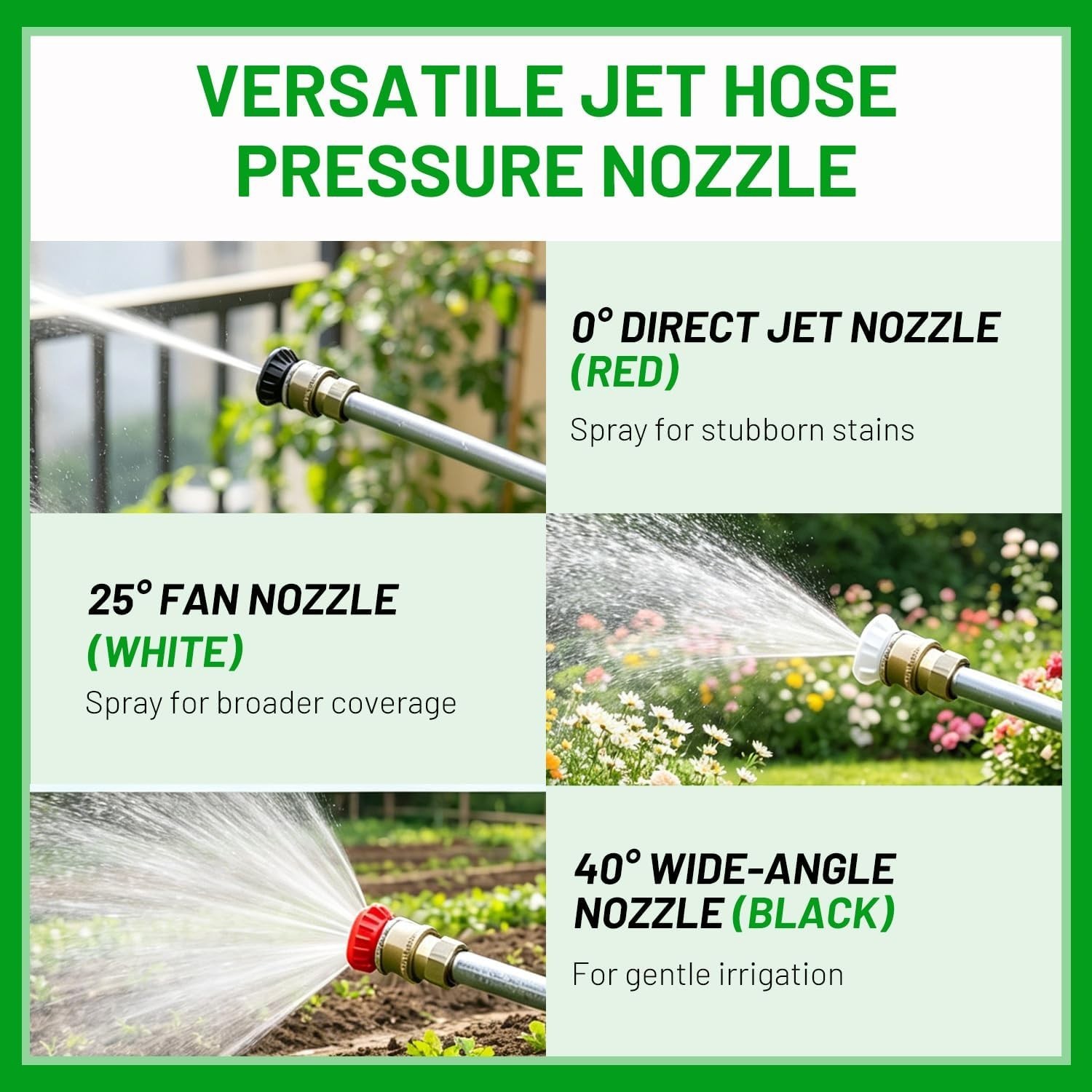 Aluminum Hydro Jet Nozzle with 3 High-Pressure Settings for Effective Cleaning