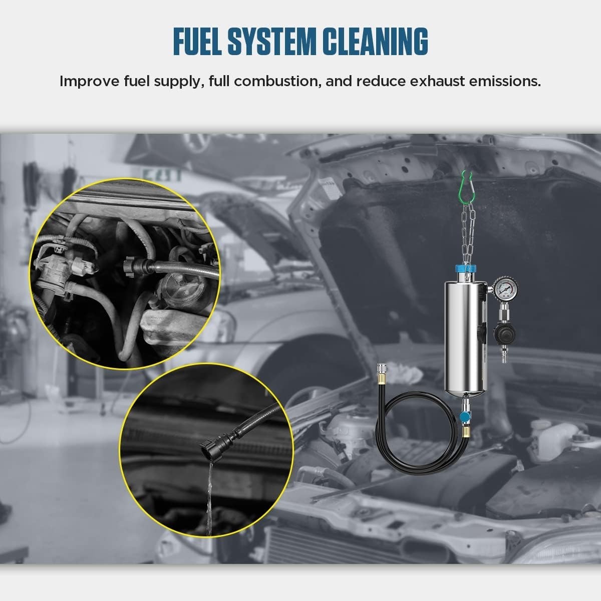 Fuel Injector Cleaner Tool Kit 1000ML 150PSI Disassembly-Free Fuel Injection Sys