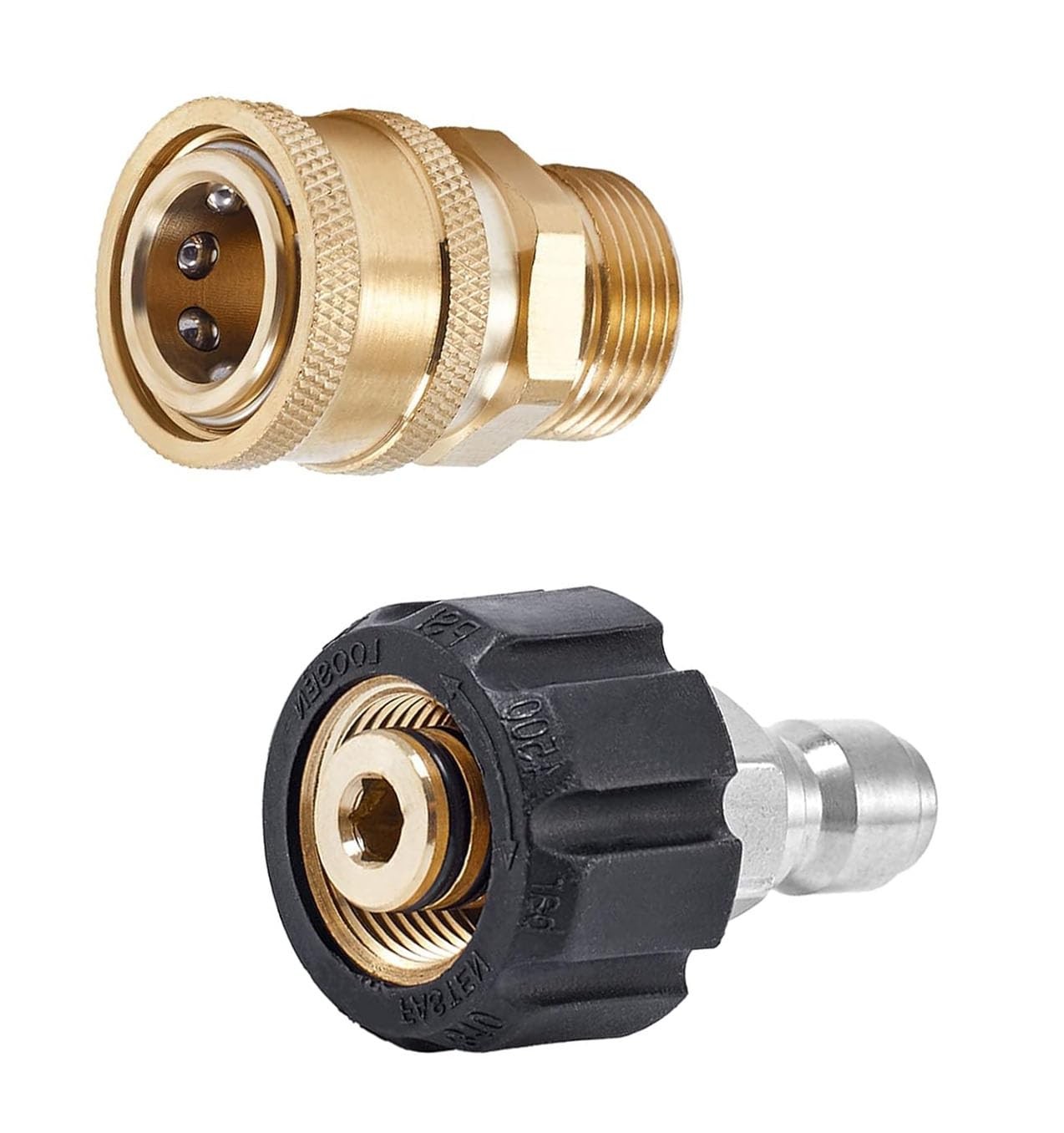 2 Pieces Pressure Washer Quick Connect Fittings M22 15mm To 3/8 Inch Set