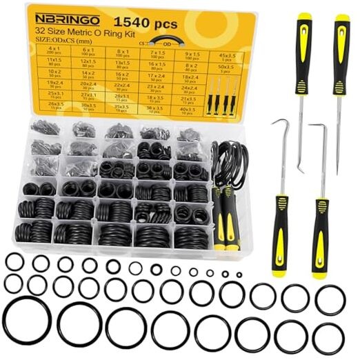 1540 PCS O Ring Assortment Kit with 4 Pick & Hook Tools – 1540 PCS O-Rings Kit