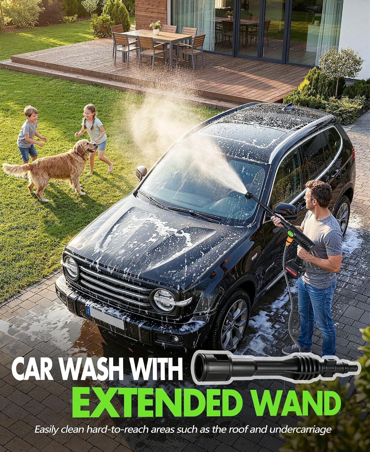 Versatile Cordless Vehicle Cleaner with Built-In Hose – Perfect for Outdoors