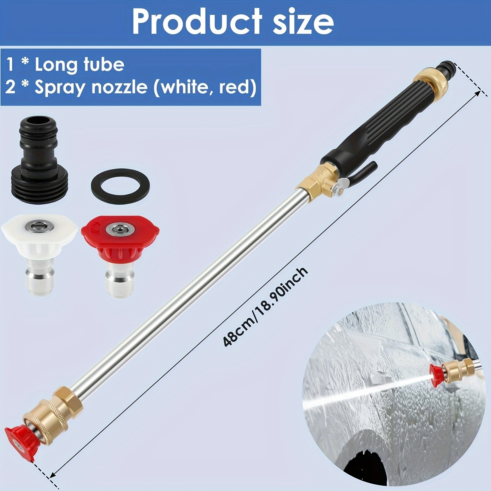 High Pressure Washer Gun – Dual Nozzles, Garden Hose Compatible for Car & Patio