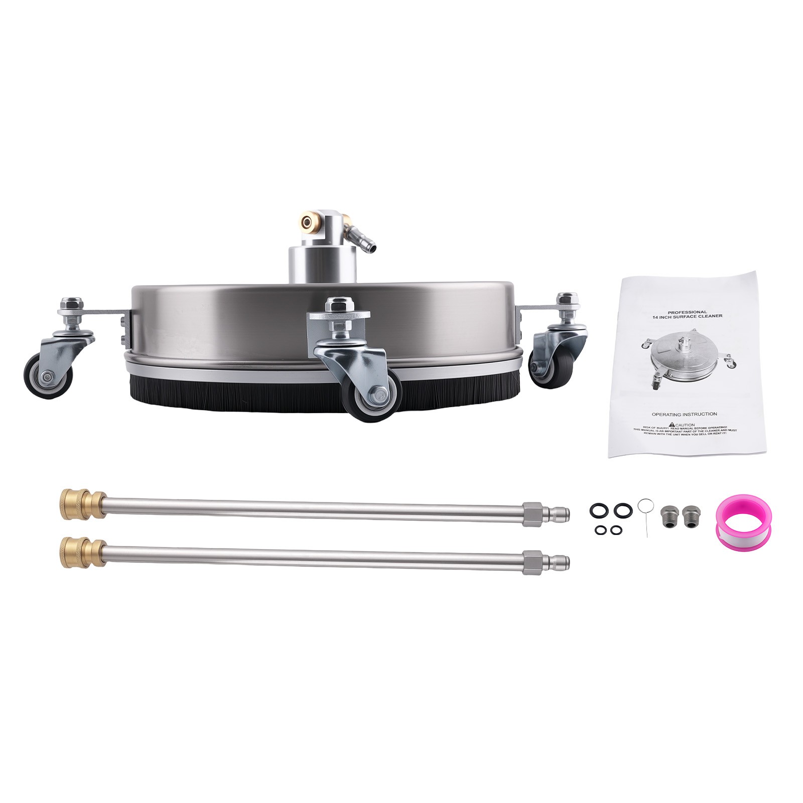 14″ Surface Cleaner for Pressure Washer 3200PSI-4200PSI Dual Nozzles Wheels