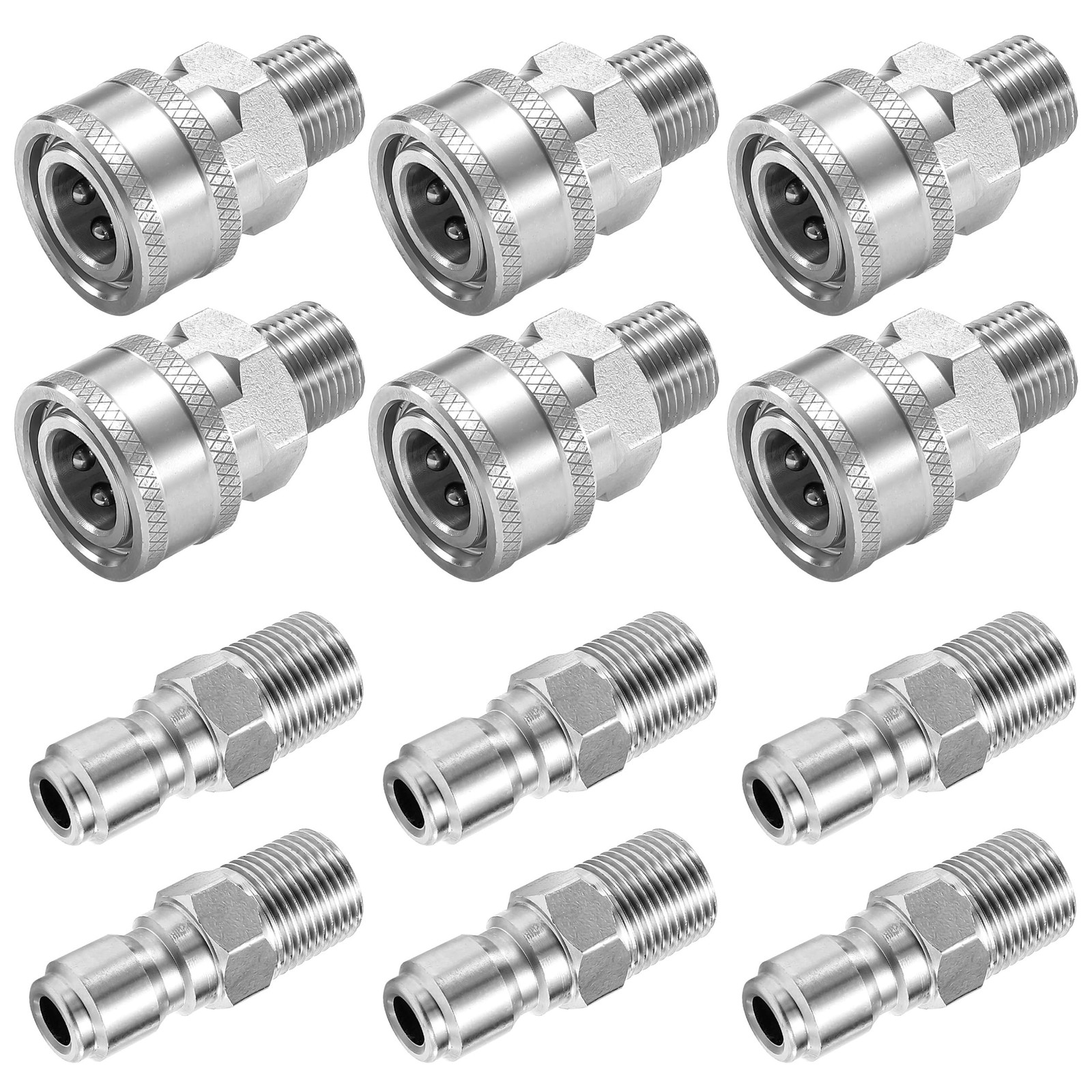 12 PCS 3/8 Inch NPT Pressure Washer Adapter Quick Connector Set 5000 PSI