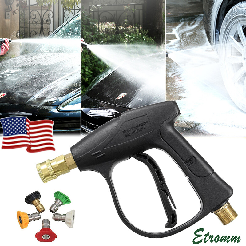 1/4″ High Pressure Washer Gun 3000 PSI Car Wash Foam Spray Short Wand w/ Nozzle