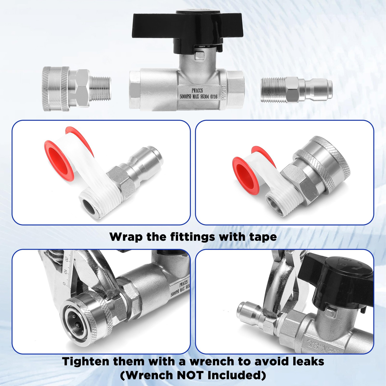 1 PC Ball Valve Pressure Washer 3/8 Inch Quick Connect Shut Off 5000 PSI