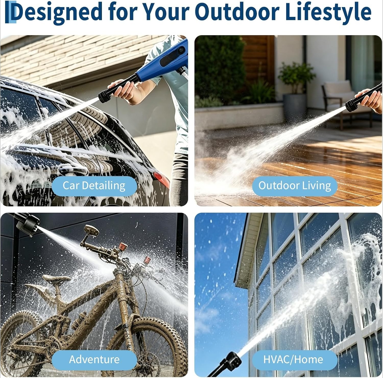 Cordless Pressure Washer, 1300 PSI Portable Power Washer with Battery & Charger