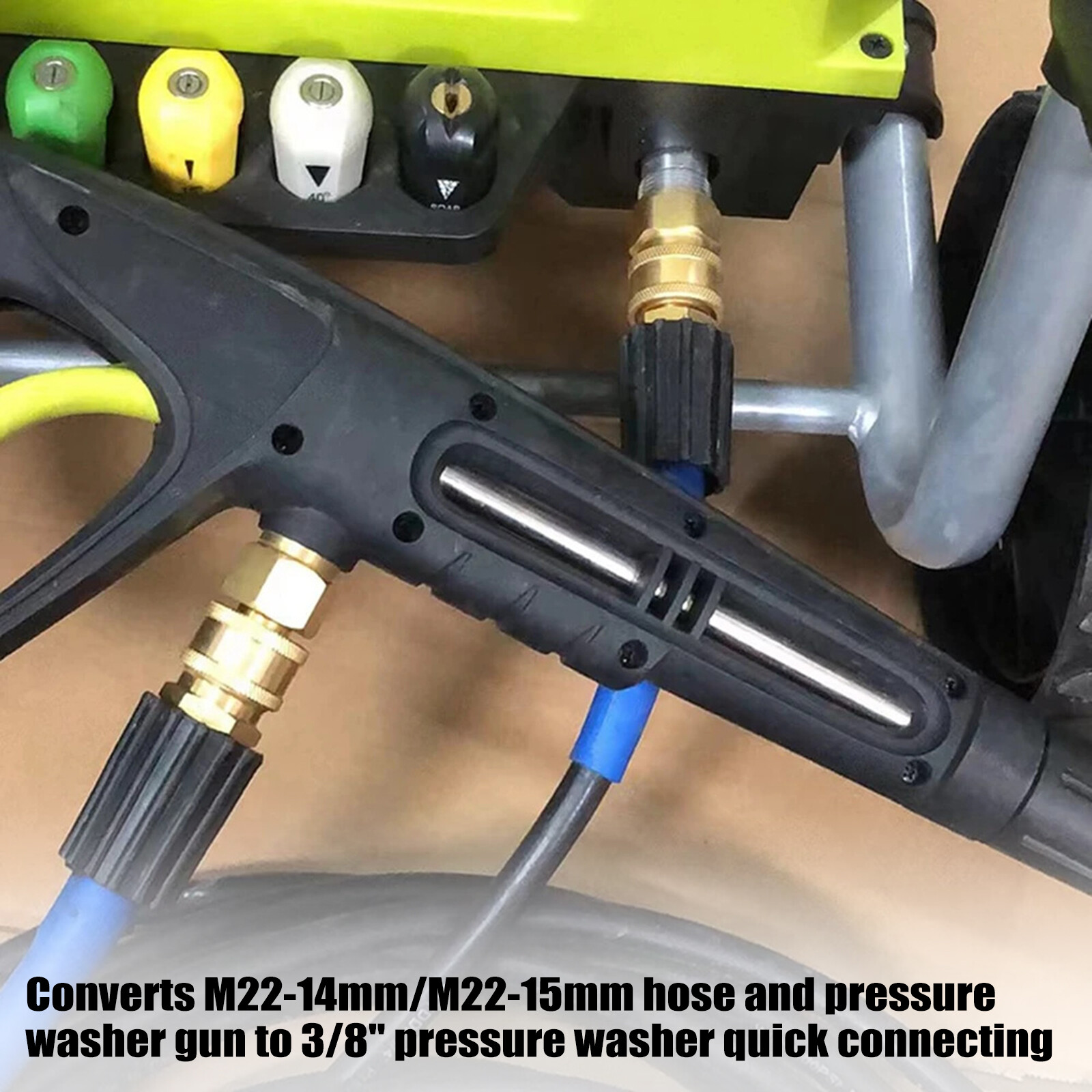 Pressure Washer Quick Connect Kit, 4 PCS M22 14mm to 3/8 Inch Hose Quick V5G8