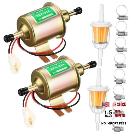 2 Pcs Electric Fuel Pump Kit 12v Universal Low Pressure 4-7 Psi Gas Gold