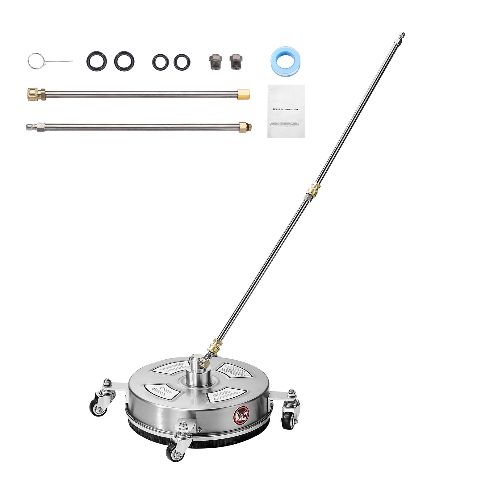 14″ Pressure Washer Surface Cleaner 4 Wheels 4000 Max PSI 2 Extended Wands
