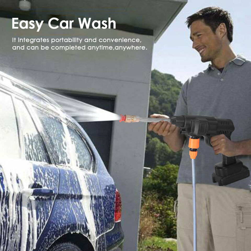 Cordless Electric High Pressure Water Spray Gun Portable Car Washer Cleaner Tool