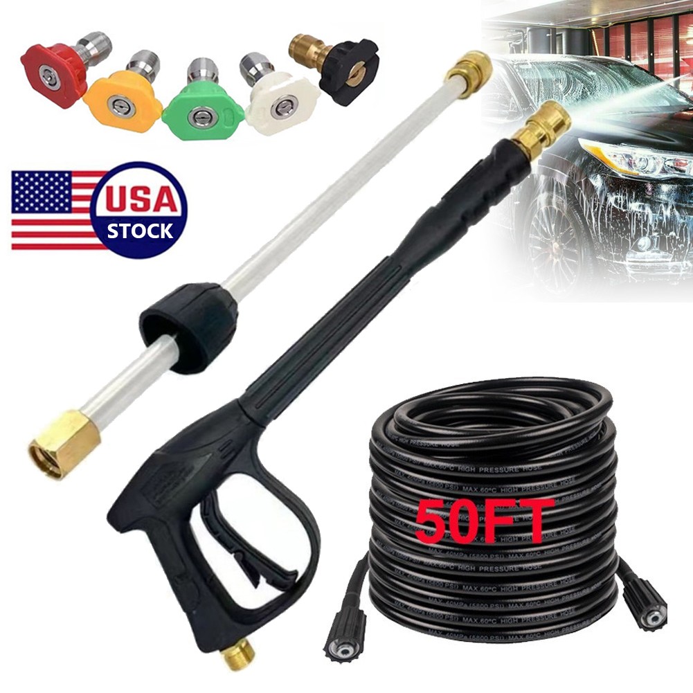 4000PSI High Pressure Car Power Washer Gun Spray Wand Lance Nozzle and Hose Kit