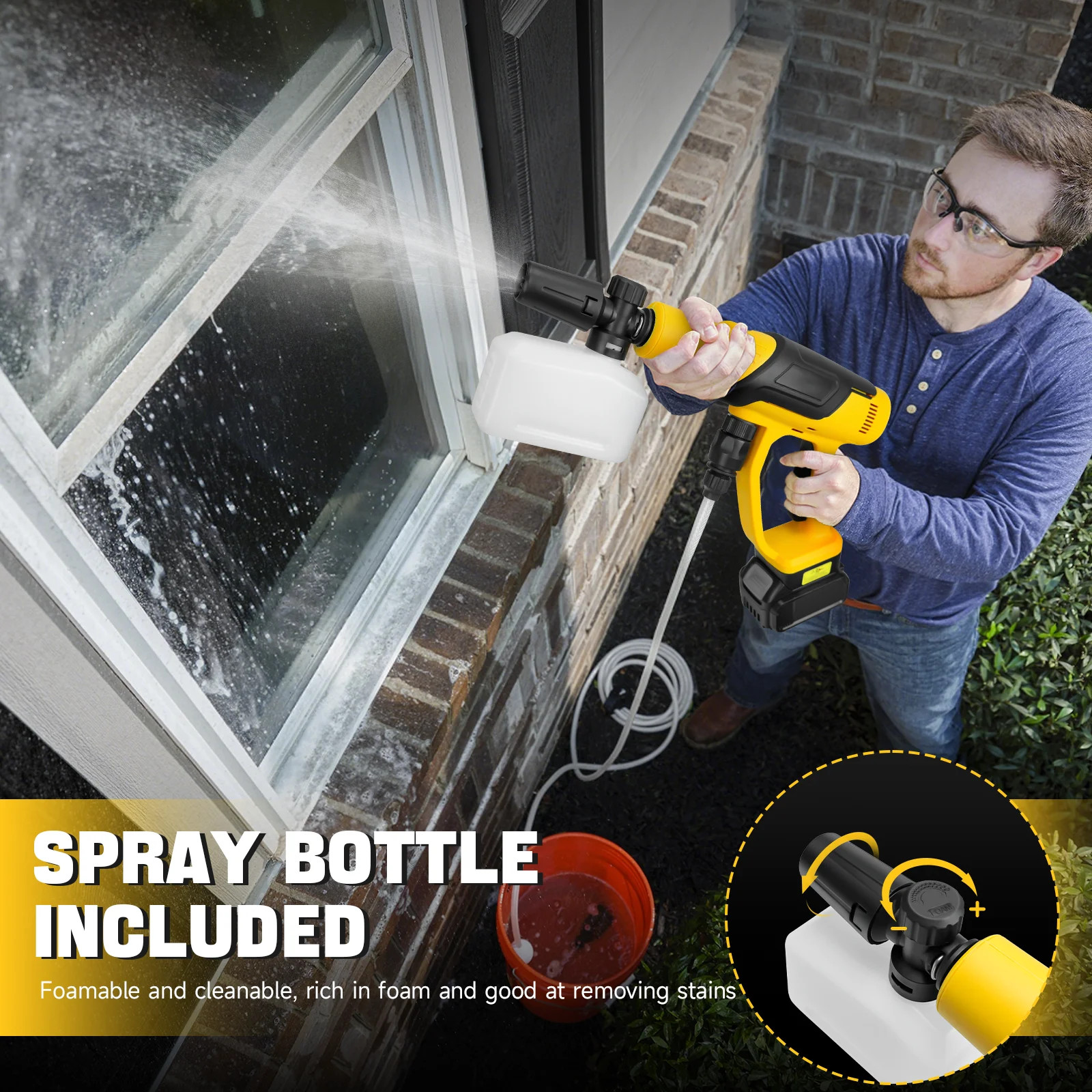 Cordless Pressure Washer 380W Brushless Portable High-Pressure Car Washer Gun 65