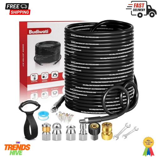 150 FT Sewer Jetter Kit for Pressure Washer, 5800 PSI High-Pressure Drain1/4 Inc