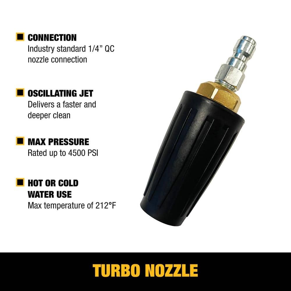 DEWALT Universal Turbo Nozzle w/ QC Connections for Hot/Cold Water 4500 PSI