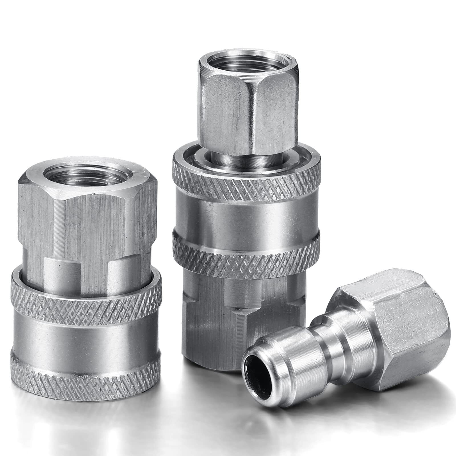 2 Sets NPT 1/4 Inch Pressure Washer Coupler Quick Connect Plug Male Female