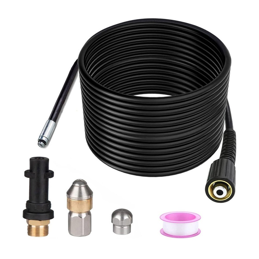For Karcher-Compatible 15m 20m Hose Set with Adapter 2 Connectors Raw Tape