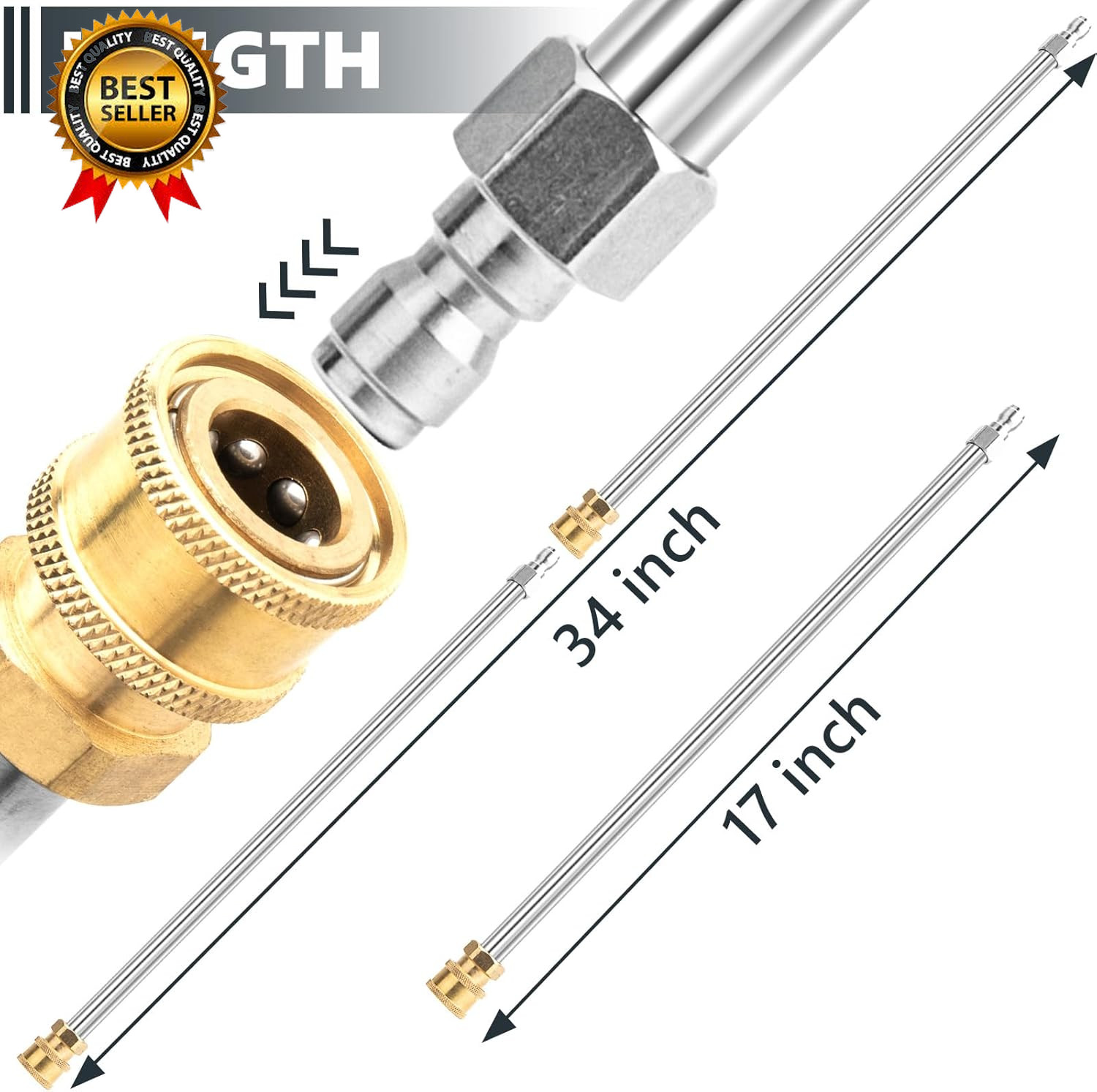 Pressure Washer Extension Wand 2 Pack 17 Inch Stainless Steel Heavy Duty…