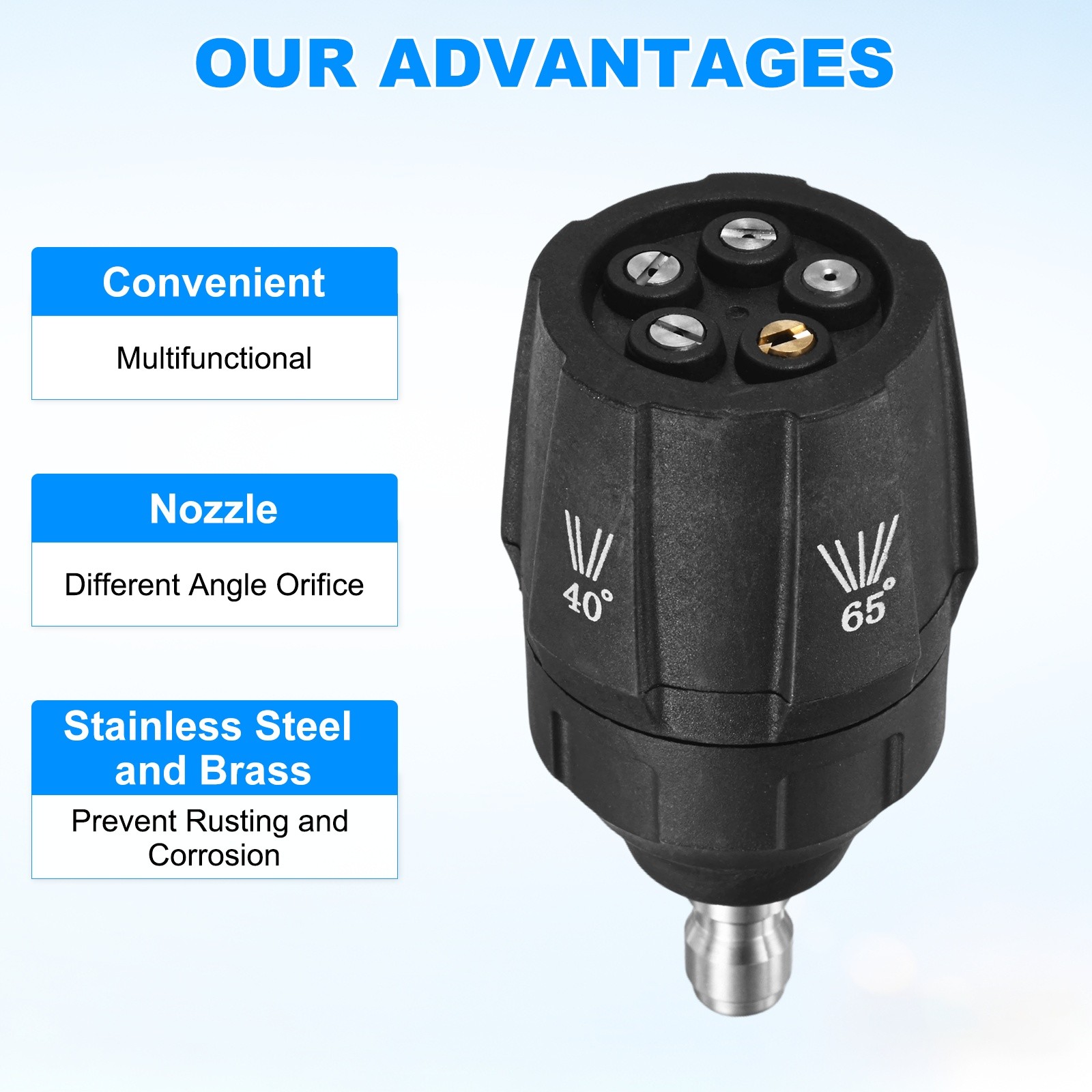 5-in-1 Adjustable Quick-change Pressure Washer Nozzle Tips, 3.5GPM