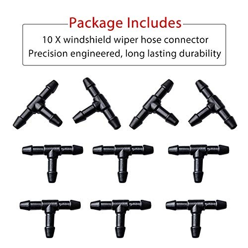 Windshield Washer Hose Connectors, Universal Wiper Hose Connector 10PCS T-Type