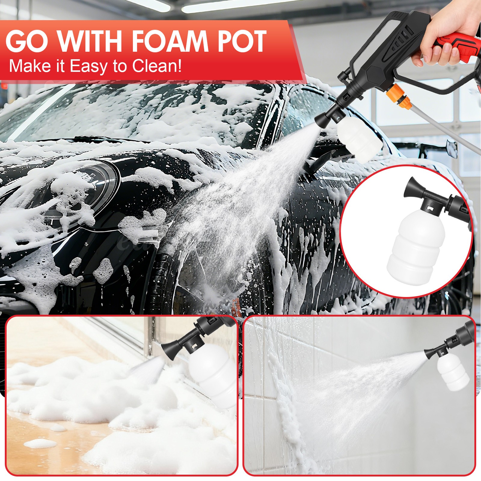 Brushless Portable Cordless Electric Pressure Water Spray Gun Car Washer Tool