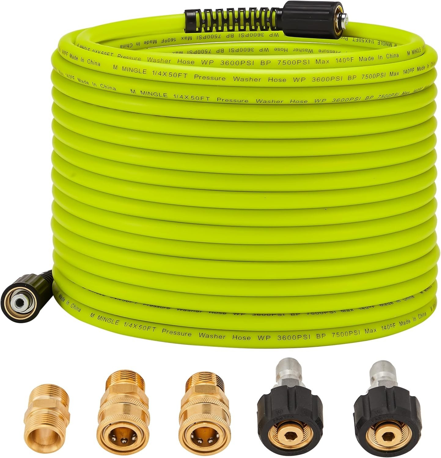 Universal 50 FT x 1/4″ Pressure Washer Hose – Durable, Kink-Resistant & 3600 PSI