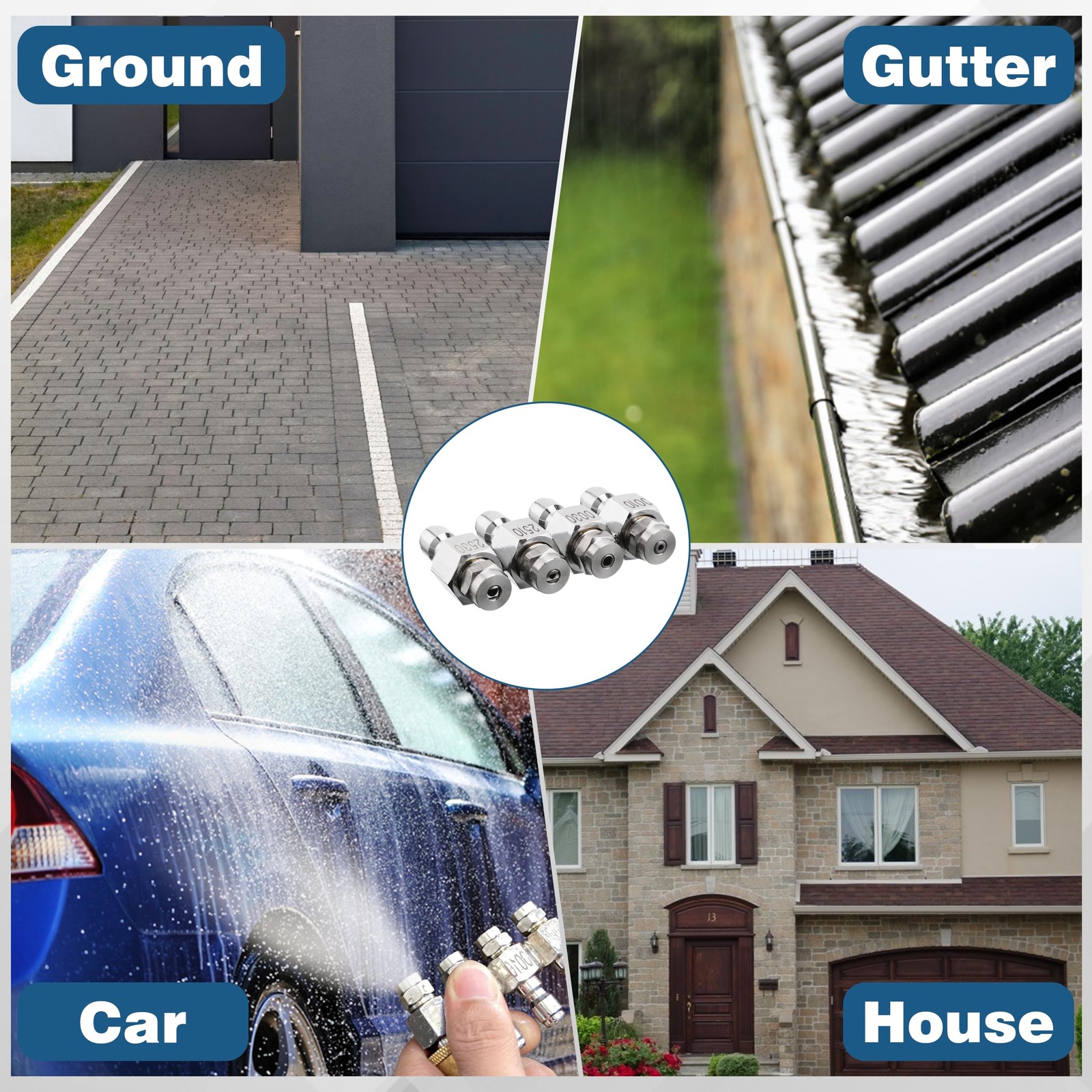 4 in 1 Pressure Washer Nozzle, Downstream Soft Wash Nozzle Kit, All Metal 4 W…
