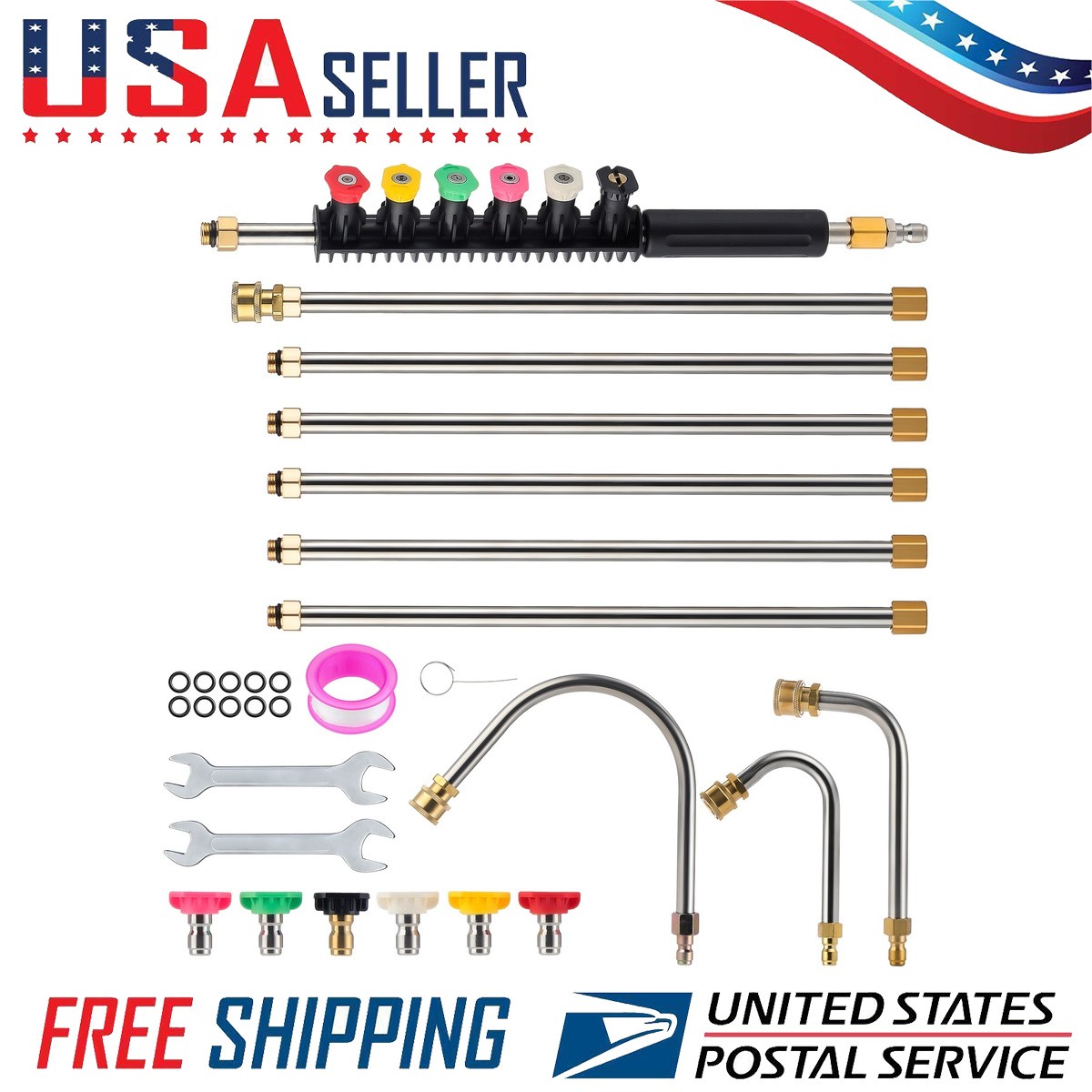 Gutter Cleaning Tool Extension Wand Lance Rod High Pressure Washer Roof 9.5FT