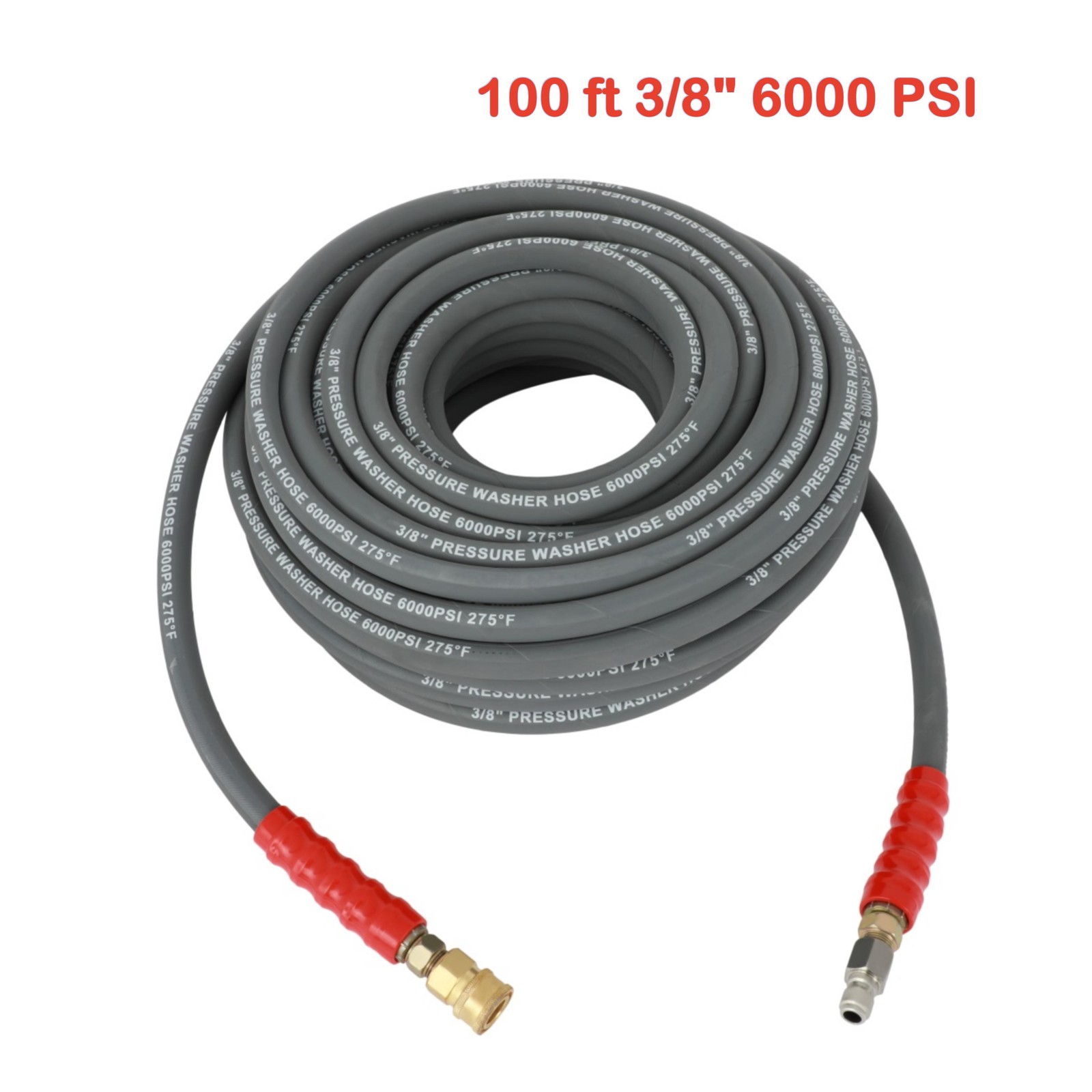 Pressure Washer Hose 6000 PSI 3/8″ x 50ft / 100ft 2 Wire Braid Non-Marking