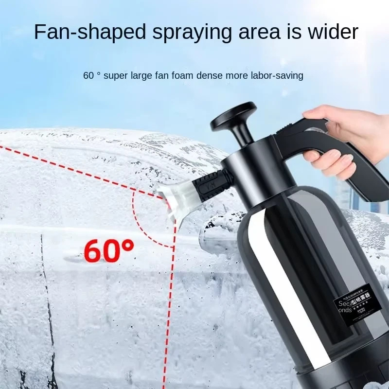 2L Hand Pump Foam Sprayer Snow Foam Cannon Car Wash Bottle w/ 3 Nozzles New
