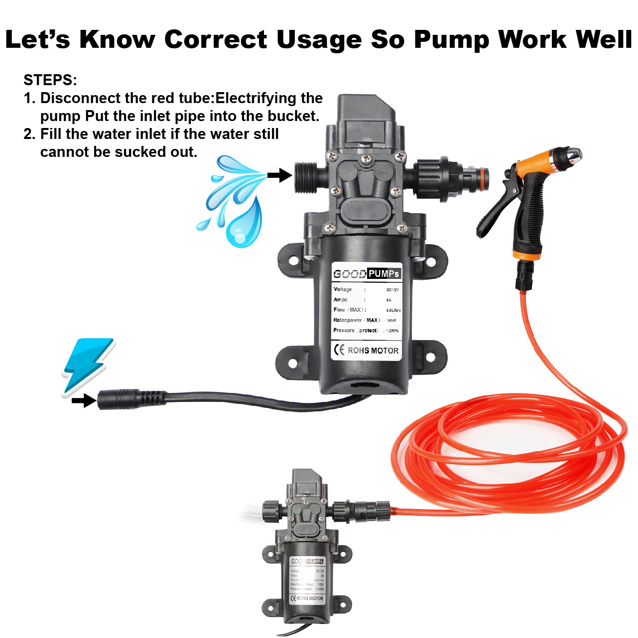 160 PSI 12V Washdown Wash Pump Kit Electric DIY Car Washer Cleaner Sprayer Tool