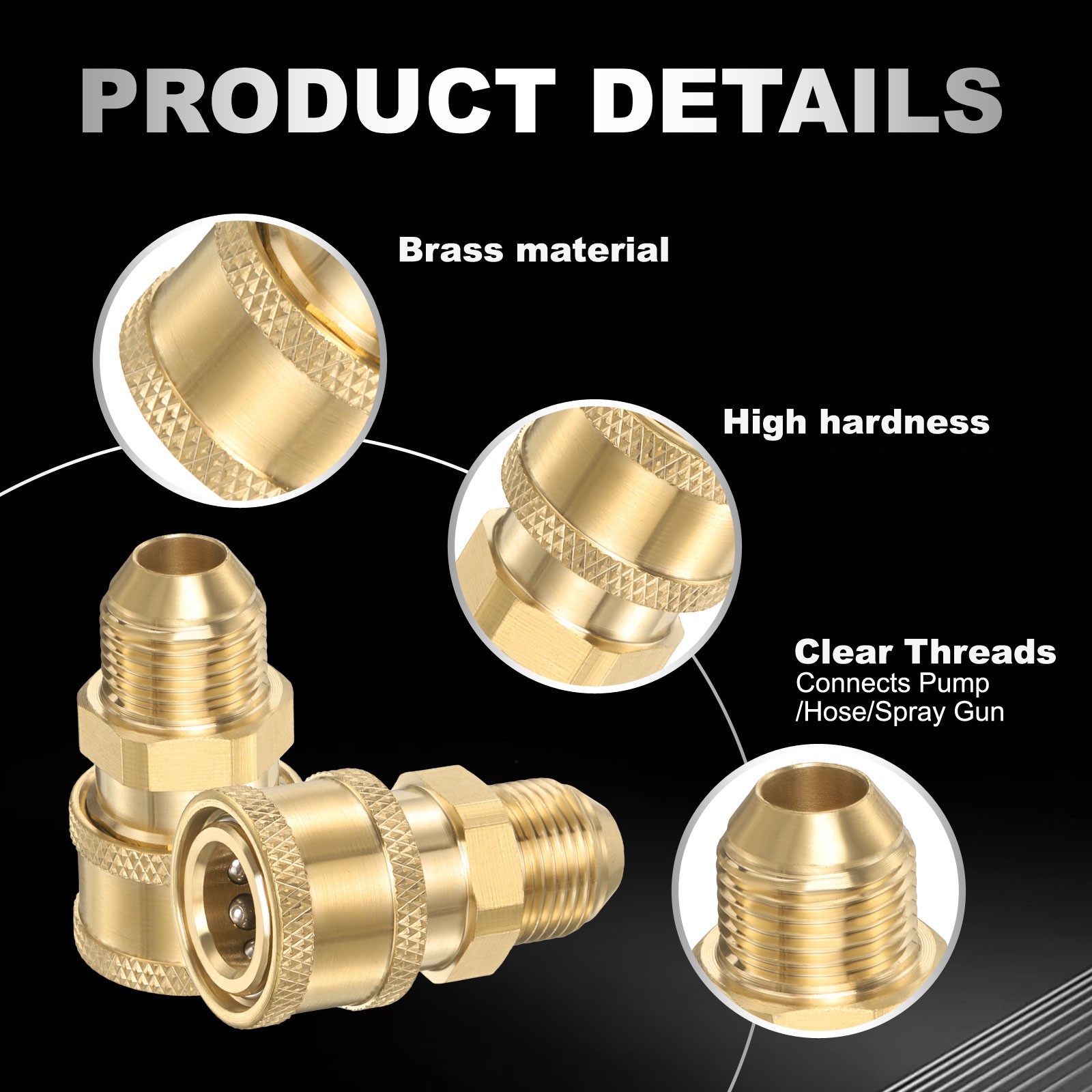 2Pcs Pressure Washer Adapter 1/4″ Female Quick Plug to G3/8 Female Brass Convex