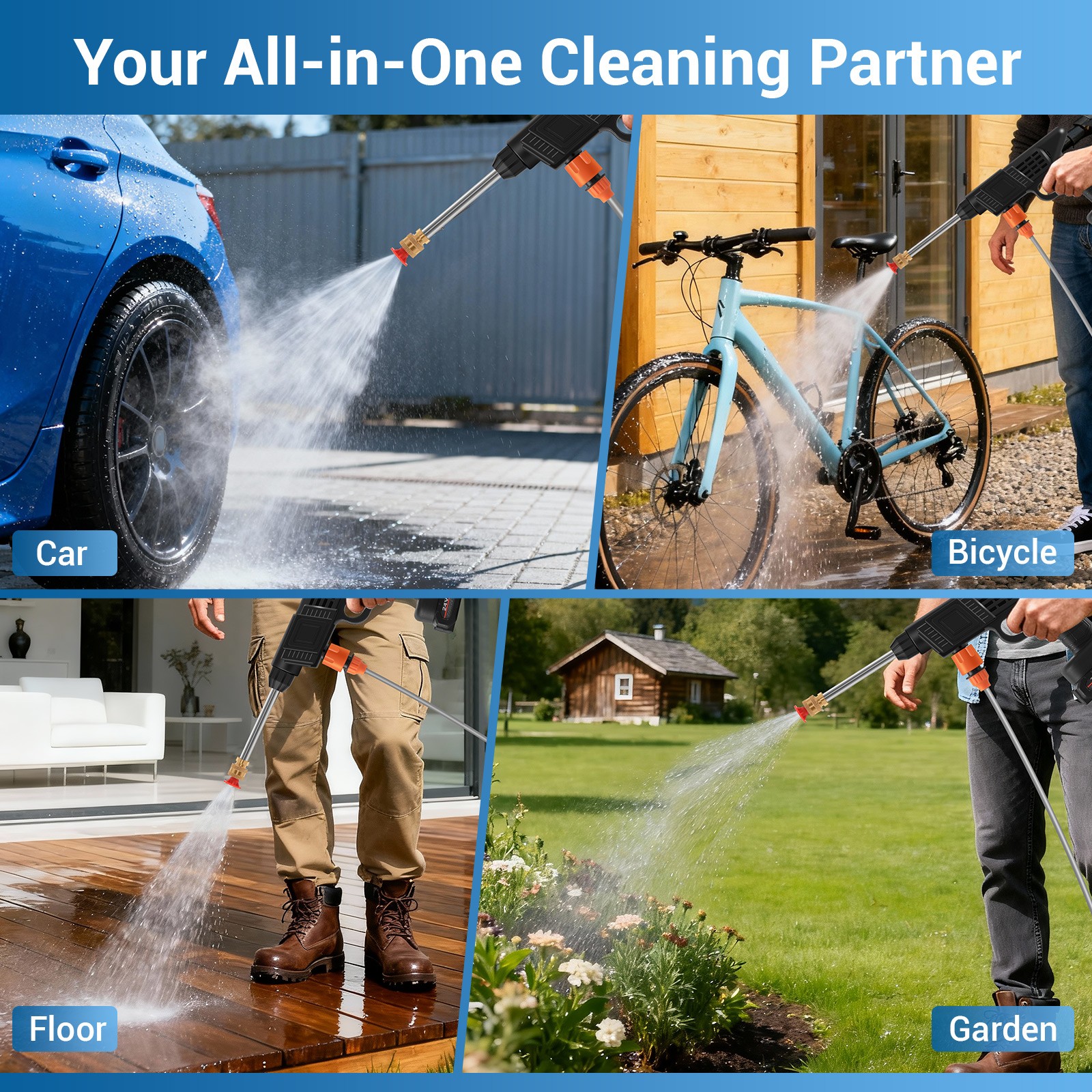 Cordless Pressure Washer Handheld Power Washer with 16.5ft Hose for Car Cleaning