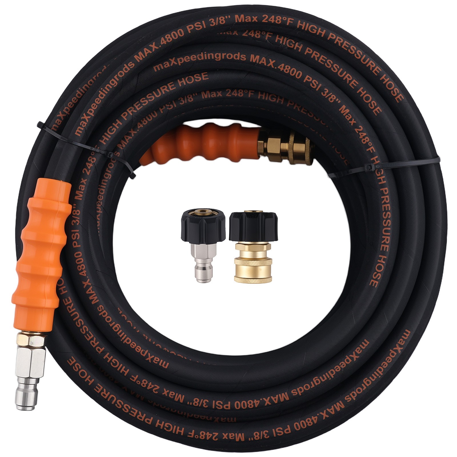 75FT 3/8″ High Pressure Washer Hose 4800PSI Replacement 248°F Steel Wire Braid