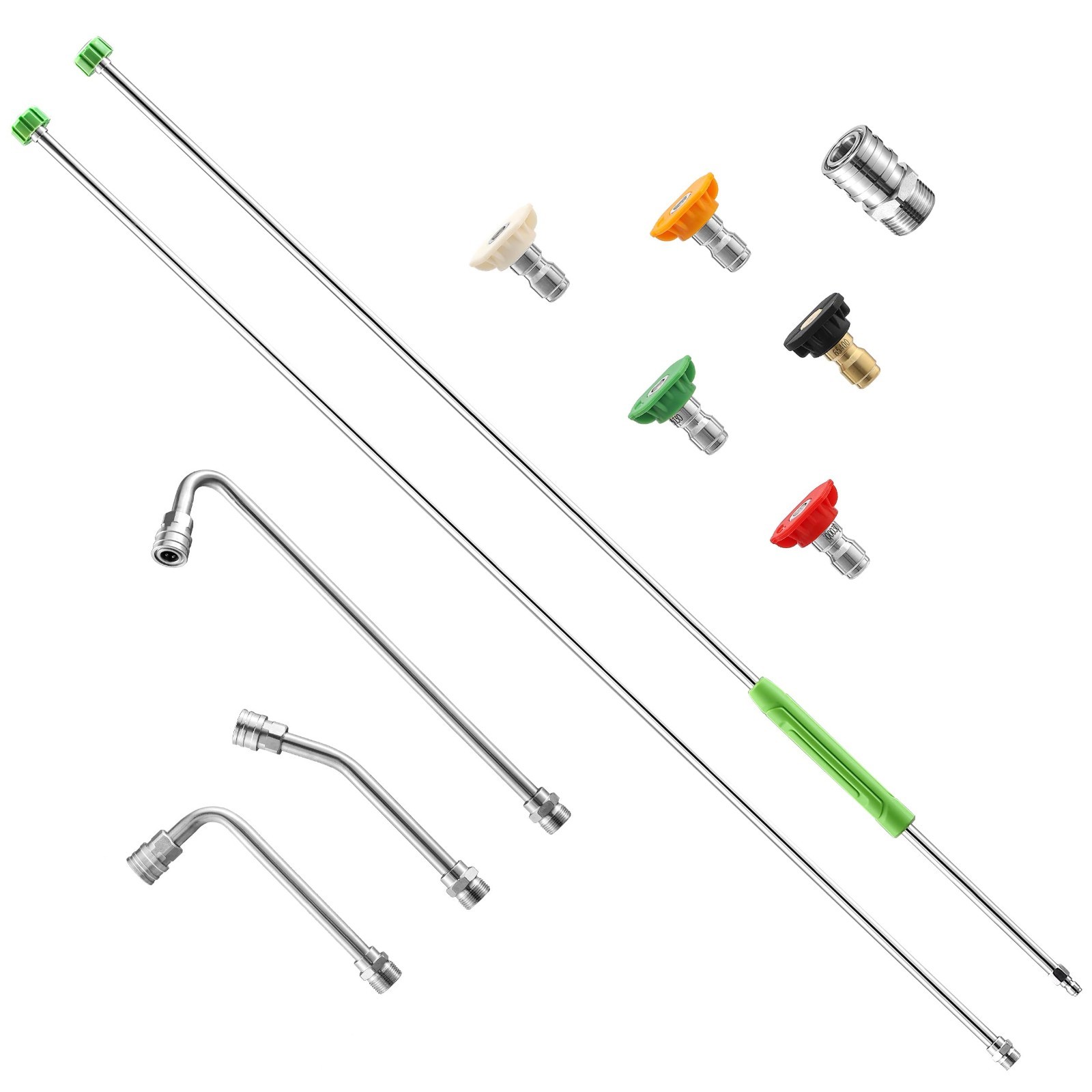 120″ Stainless Steel Pressure Washer Extension Wand, 5 Nozzle Tips, 4000 PSI