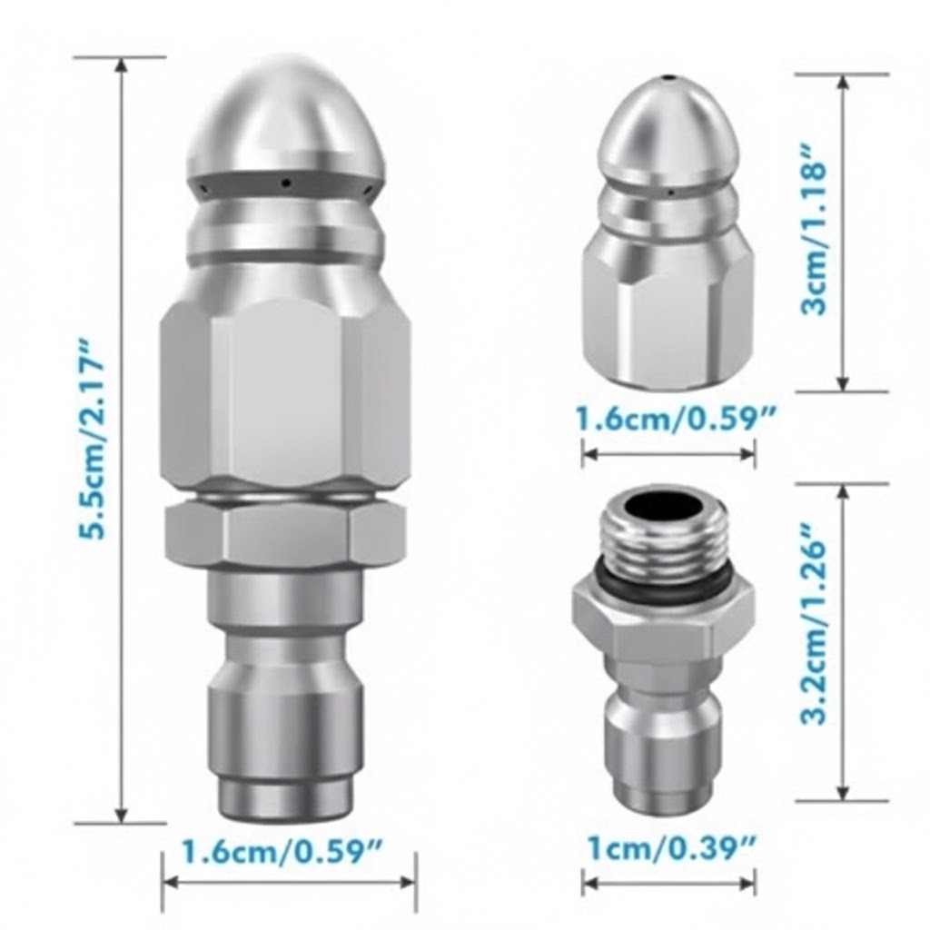 Water Jet Nozzle High Pressure 1/4″ Stainless Steel Drain Cleaner Hose Tool