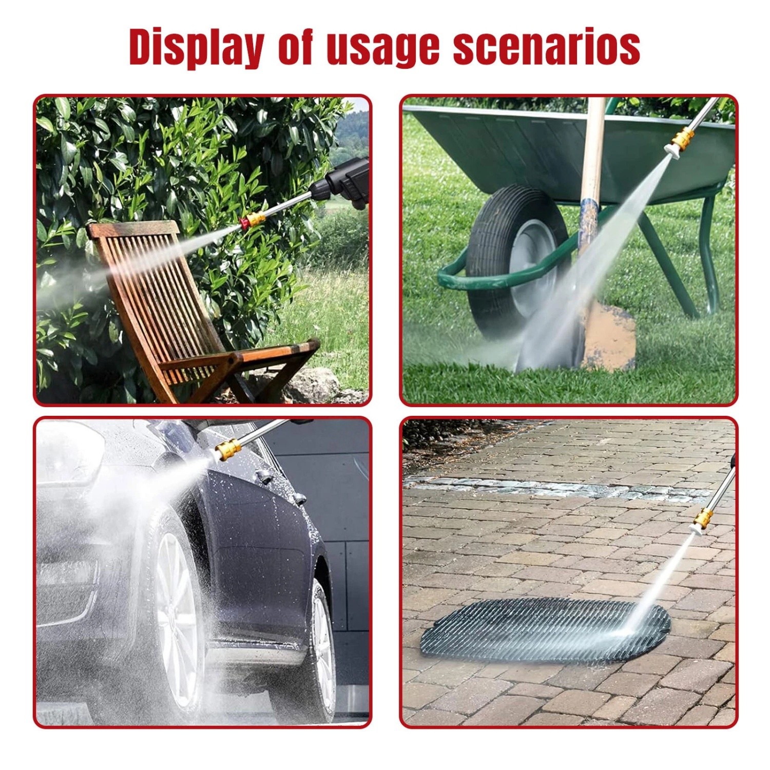 Cordless Electric High Pressure Water Spray Car Gun Portable Washer Cleaner Yard